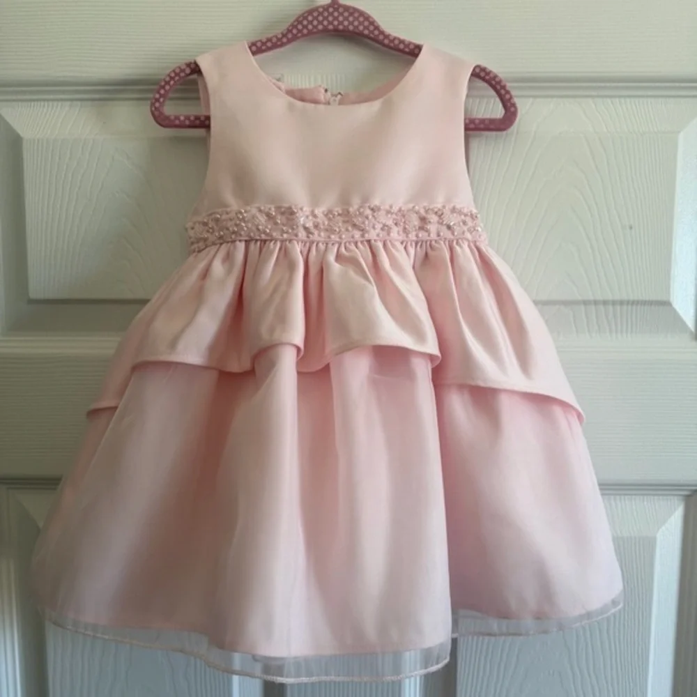 Princess Faith Charming Pink Layered Kids Dress - Picture 1 of 5